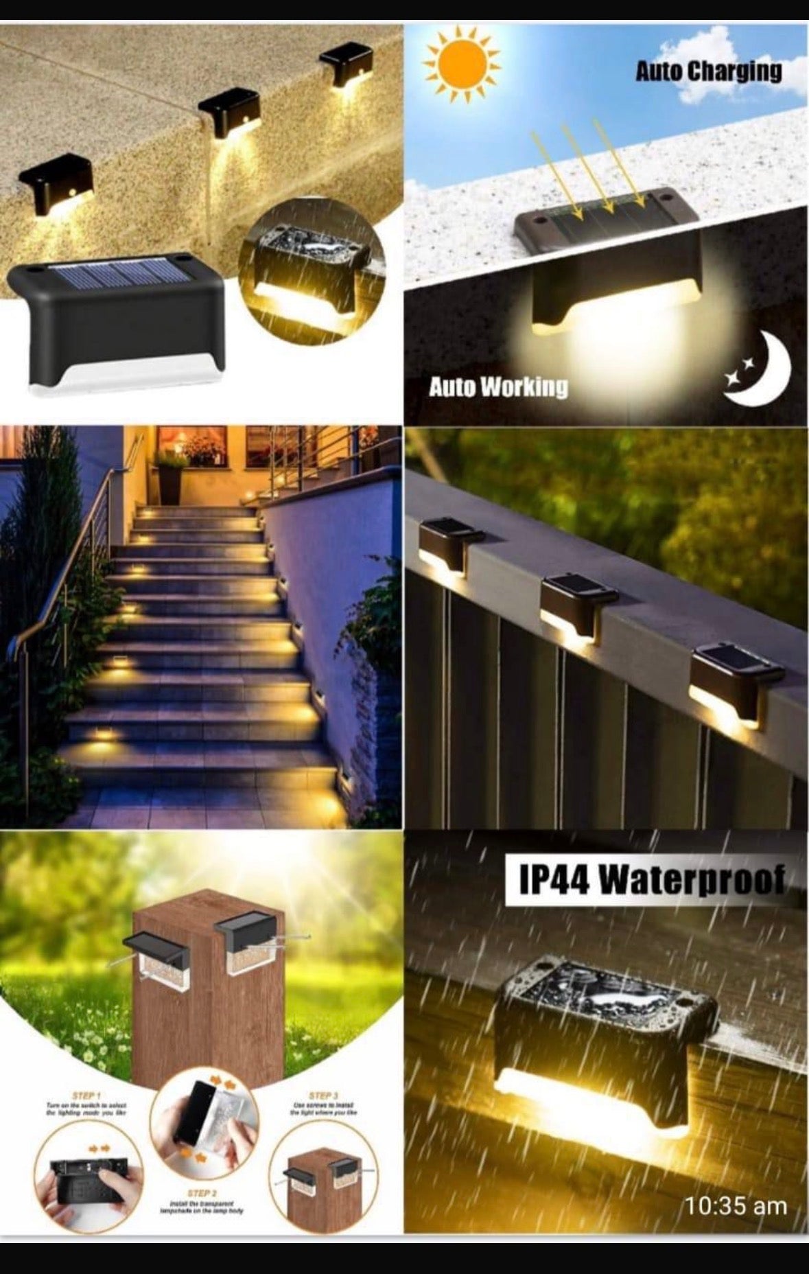 Solar Deck Lights Outdoor (4-Pack) – Waterproof LED Step Lights for Stairs, Garden, Fence | Auto On/Off | Mart and More