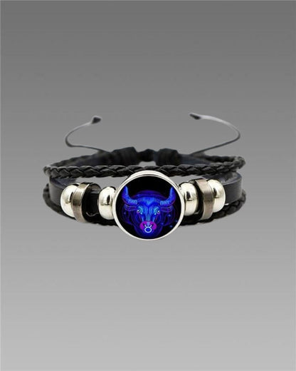 🔥Zodiac Constellation Guardian Black Leather Bracelet Adjustable 🔥