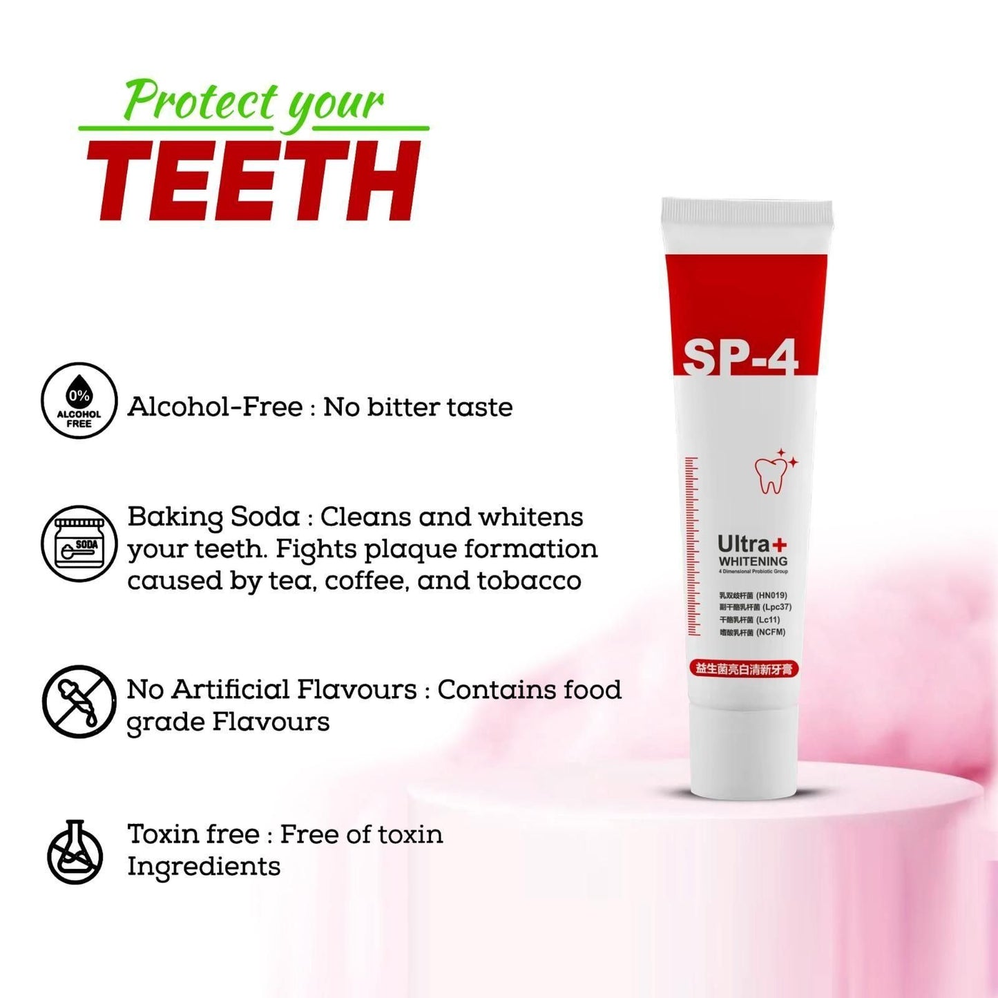 SP-4 Brightening & Stain Removing Probiotic Whitening Toothpaste (Pack of 2)