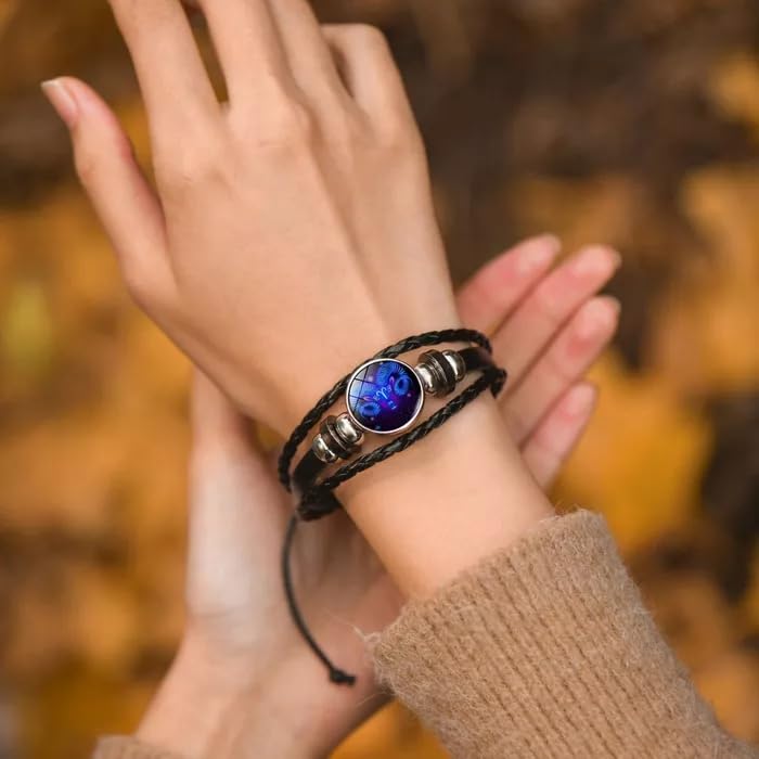 🔥Zodiac Constellation Guardian Black Leather Bracelet Adjustable 🔥
