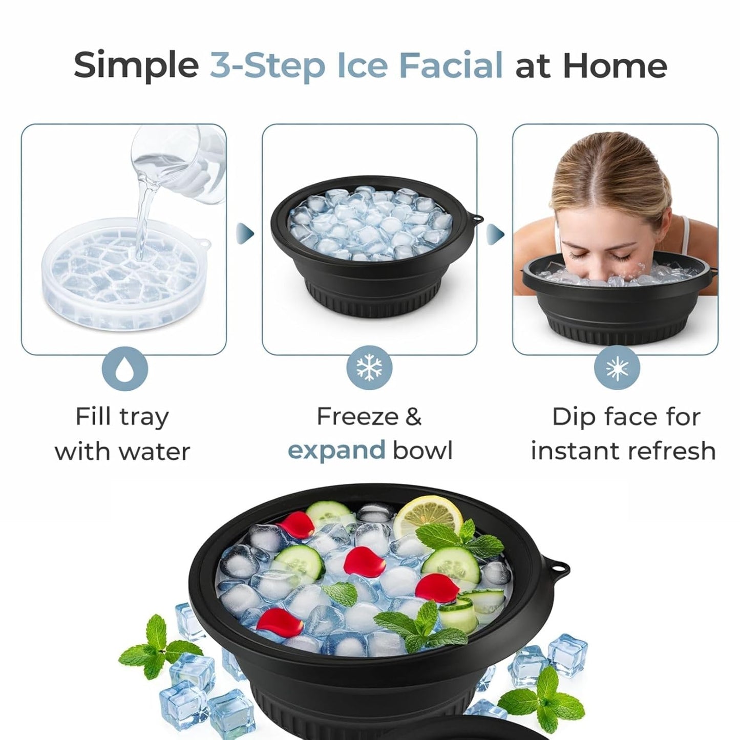 Ergonomic Silicone Facial Ice Bath Bowl