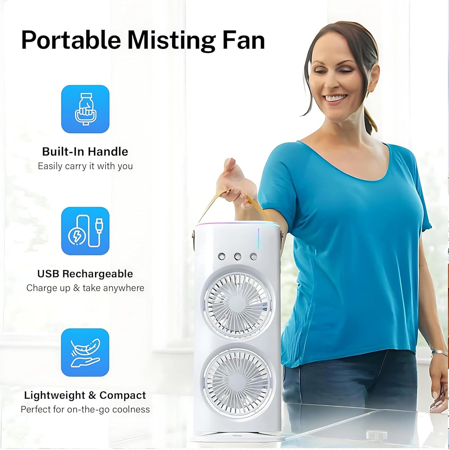 Mini Air Cooler Pro (Dual Fan + Mist)