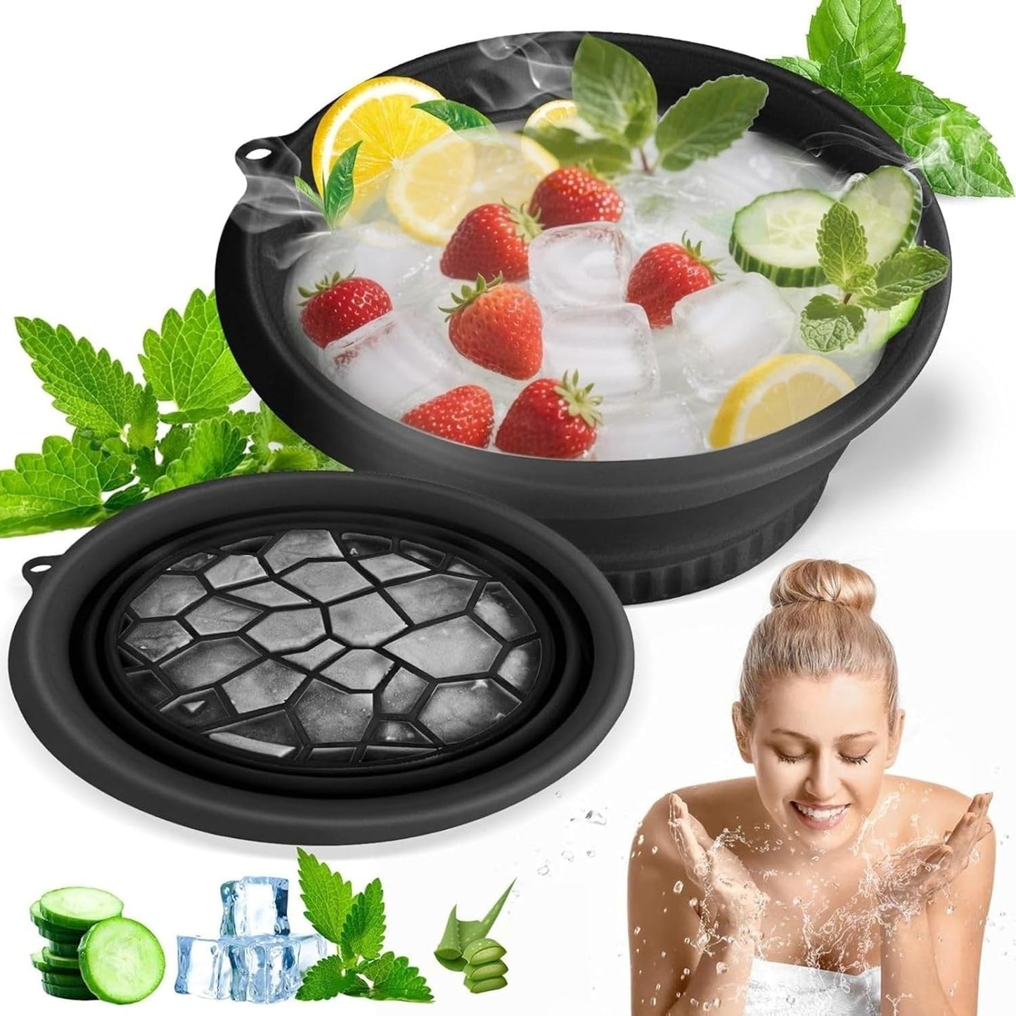 Ergonomic Silicone Facial Ice Bath Bowl