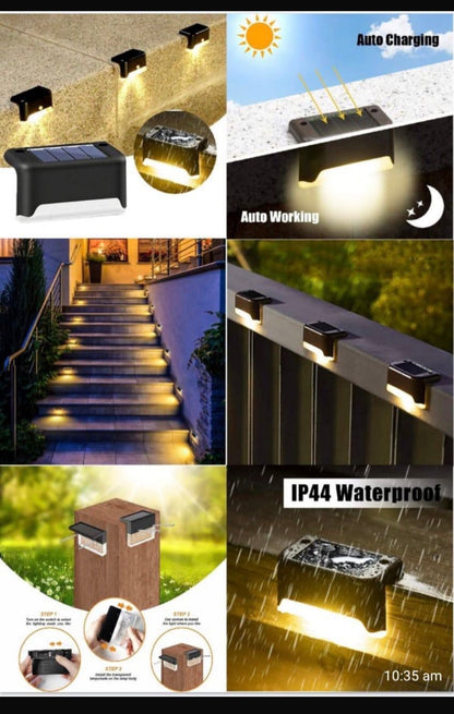 Solar Deck Lights Outdoor (4-Pack) – Waterproof LED Step Lights for Stairs, Garden, Fence | Auto On/Off | Mart and More